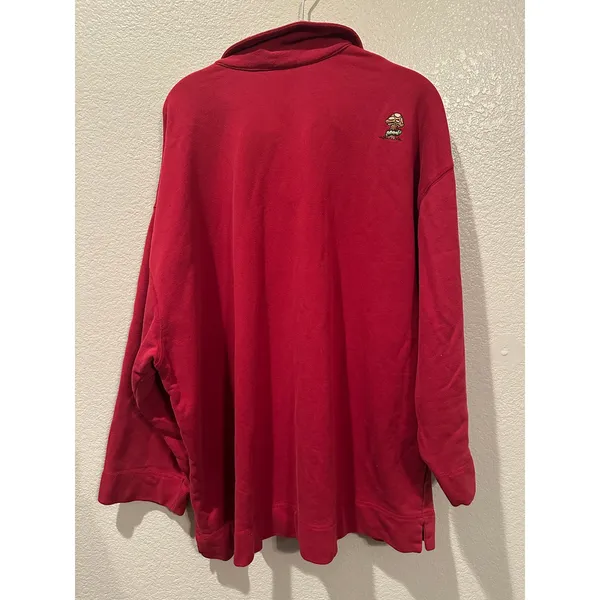 Vintage Disney Store Eeyore Winnie Pooh Piglet Embroidered Red Quarter Zip XXL - Image 6