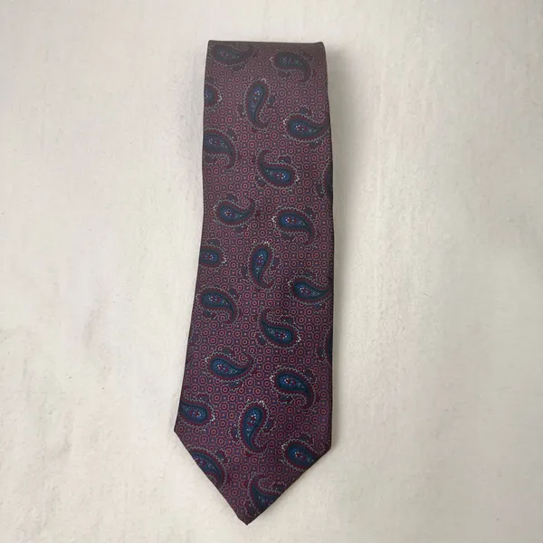 Mallards Neck Tie Silk Purple Multicolor Presley Geometric Hand Sewn USA - Image 5