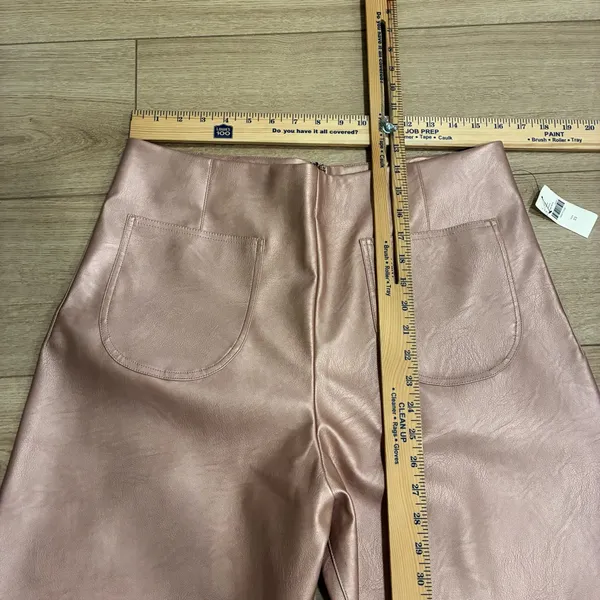 NWT Maeve x Anthropologie Colette Crop Metallic Faux Leather Ruffle Pant Size 33 - Image 4