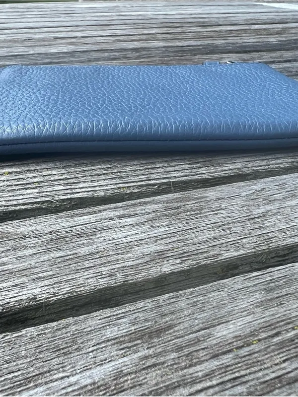 Coach Blue Pebbled Leather Wristlet with Starburst Applique - Image 3
