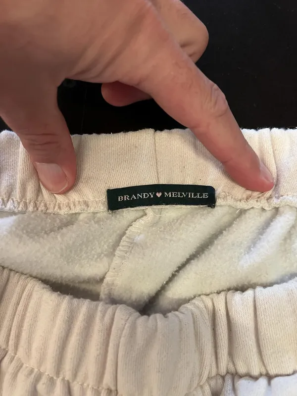 Brandy Melville Sweatpants Womens 160/84A White Fleece Jogger Elastic Waist - Image 8