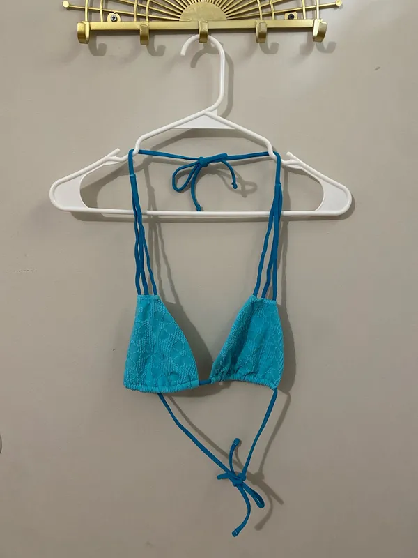 Tilly's Turquoise Ribbed Hibiscus Bikini Two-Piece - Image 2