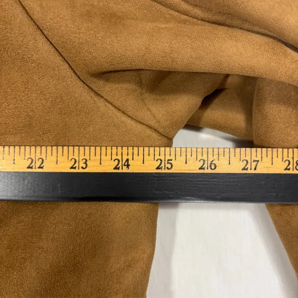 Very Veranesi Faux Suede Shearling Coat‎ Brown Sherpa Lined Hooded Vintage 90s L - Image 7