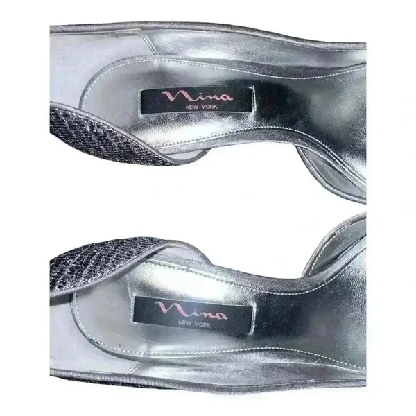 Nina‎ Fern-GM Silver Sparkle Heel Pumps, Size 9.5 - Image 7
