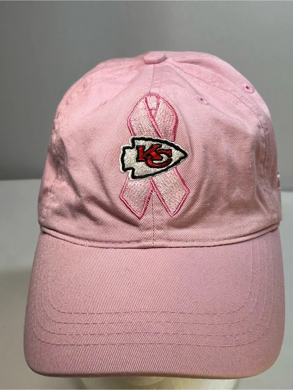 Reebok Kansas City Chiefs Pink Breast Cancer Awareness Adjustable Dad Hat Cap - Image 2