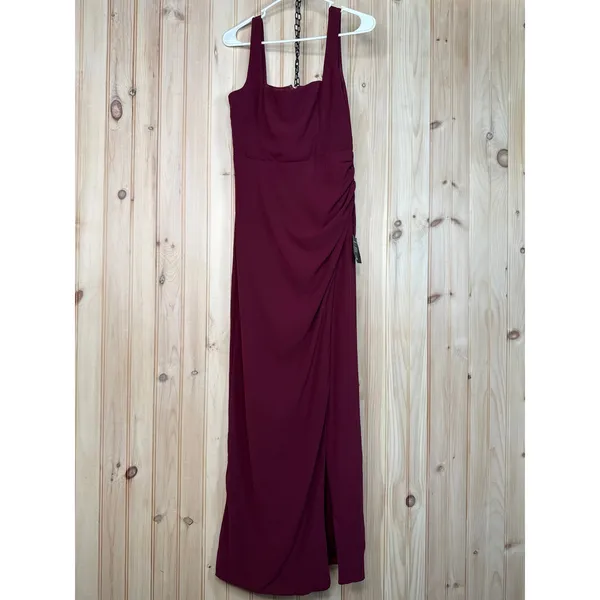 NWT Lulus Glamorous Disposition Burgundy Ruched Maxi Dress Bridesmaid Gala Sz M - Image 2