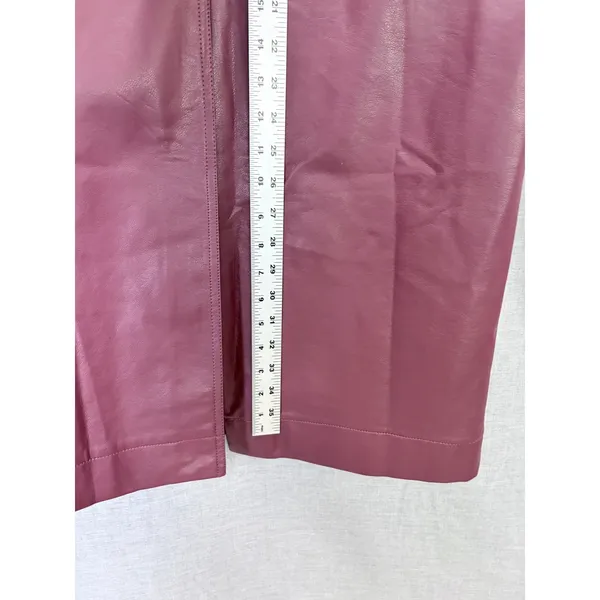 NWT Maeve Anthropologie Burgundy Faux Leather Midi Skirt M Pencil Pockets - Image 11
