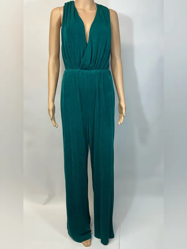 NWT Main Strip Teal Sleeveless V-Neck large Jumpsuit - Image 2