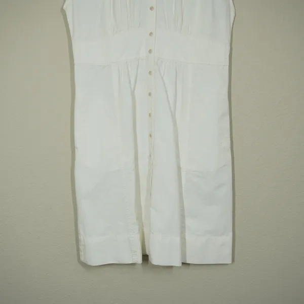 Madewell Size 10 Shirtdress White Denim Button Front Sleeveless V-Neck Capsleeve - Image 3