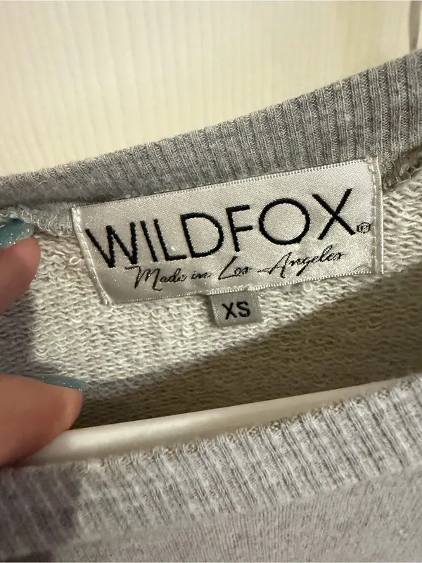 Wildfox Grey Crewneck Sweater with Red Stripes and Blue Stars XS - Image 3