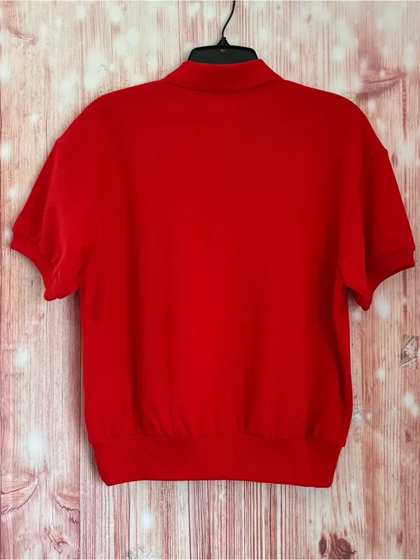 Everlane The Oversized Polo Red Puff Sleeve Short Sleeve Top Size Small NWOT - Image 7
