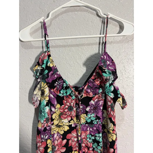 Lulus Dynah Black Floral Print Sleeveless Maxi Dress Fairy Vacation Party Sz M - Image 4