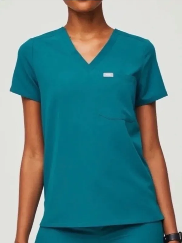 FIGS Women’s‎ Teal V-Neck Scrub Top - Image 2