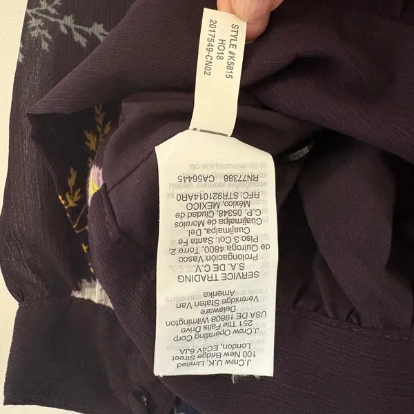 Madewell Floral Wrap Top Burgundy Side Tie‎ V-Neck Blouse 3/4 Sleeve Size M - Image 15