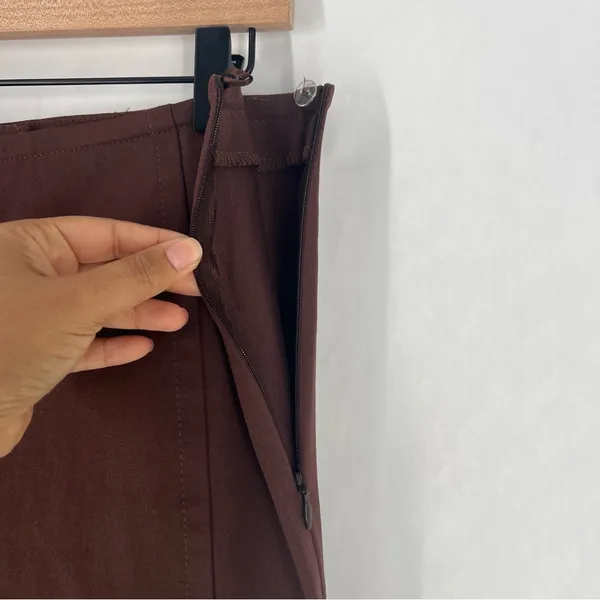 Escada Chocolate Brown Stretch‎ Cotton Mid Rise Crop Flare Pant Size 8 - Image 5