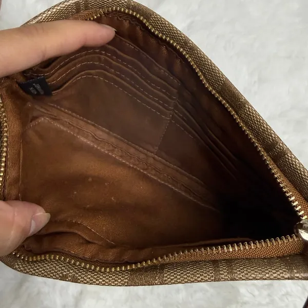 Coach F65748 Brown Signature Coated Canvas Wristlet - Image 5