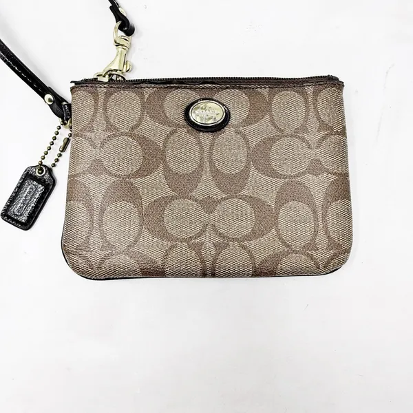 [Coach] Signature C Peyton Coated Canvas Wristlet Brown FLAWS - READ DESCRIPTION - Image 6