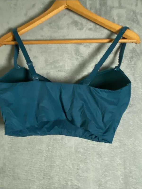 Dobreva Longline Wireless Lace-Edge Bra in Teal Blue size 36D‎ - Image 3