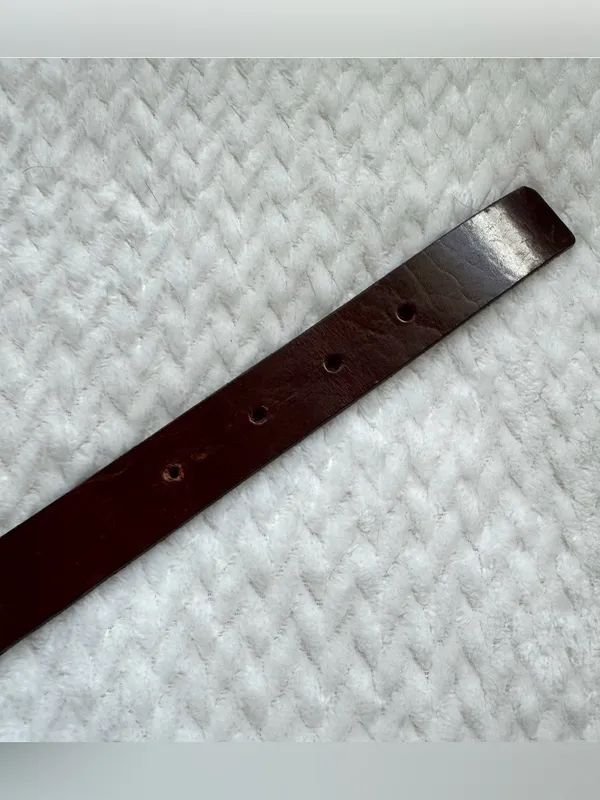 Calvin Klein Leather CK Logo Belt Women's 36 L Italian Saddle Leather Brown USA - Image 9