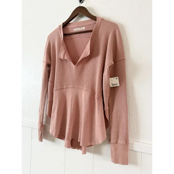 Free People We The Free Ottoman Slouchy Tunic Thermal Top Dusty Pink XS NWT - Image 6