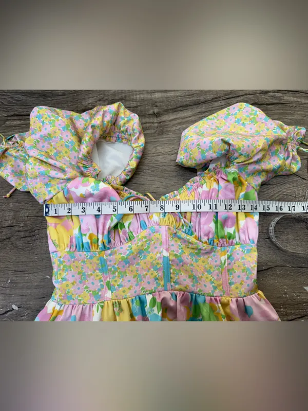 For Love & Lemons Emily Mini Dress Floral Corset Short Sleeve Size‎ small - Image 5