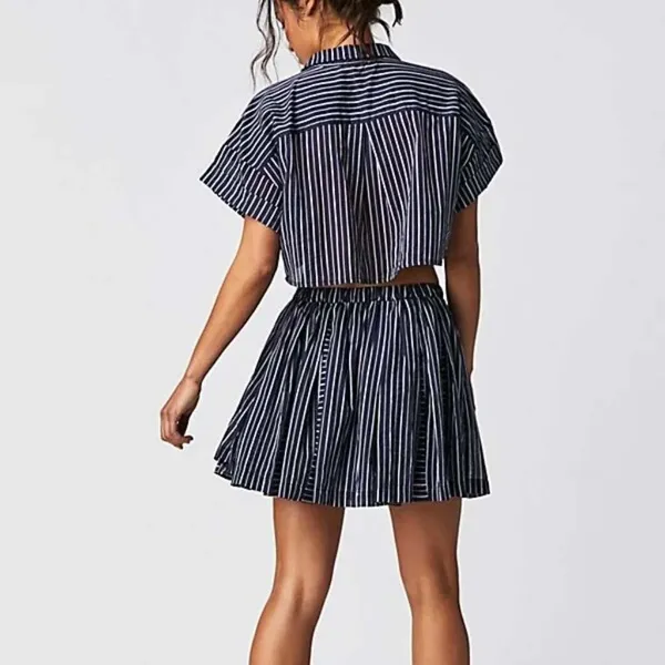 Free People Prepped and Ready Skort Set Size Small Navy‎ Blue Stripe NWT NEW - Image 2