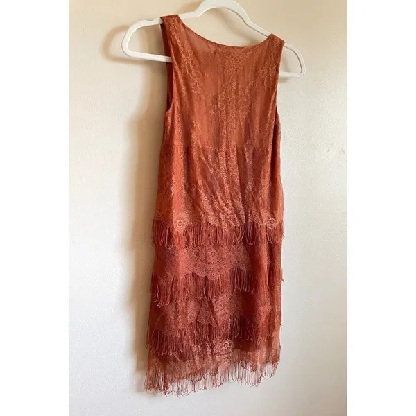‎Lush womens rust layered fringe dress XS - Image 15
