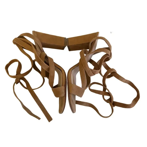 Antonio Melani Cognac Suede Lace Up Block Heeled Sandals‎ 6.5 - Image 13