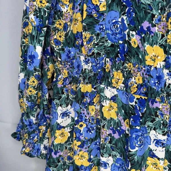 CODE x MODE Floral Maxi Dress XL Empire‎ Waist Drop Waist Ruffle Bishop Sleeve - Image 5