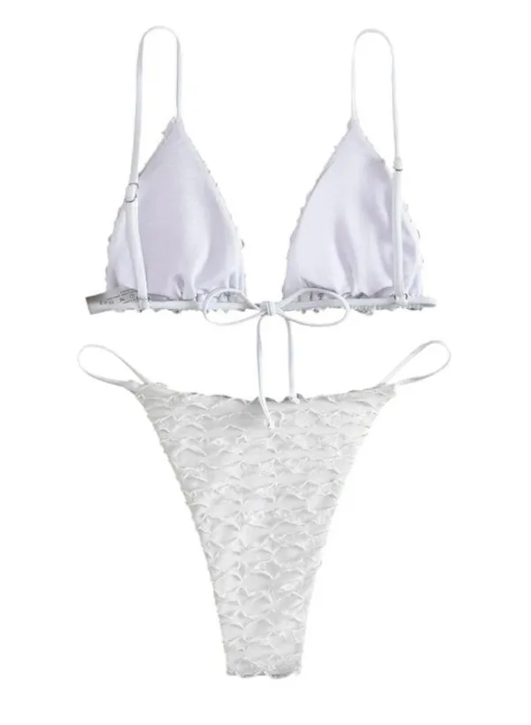 White Textured Bikini Set Medium NWOT - Image 4