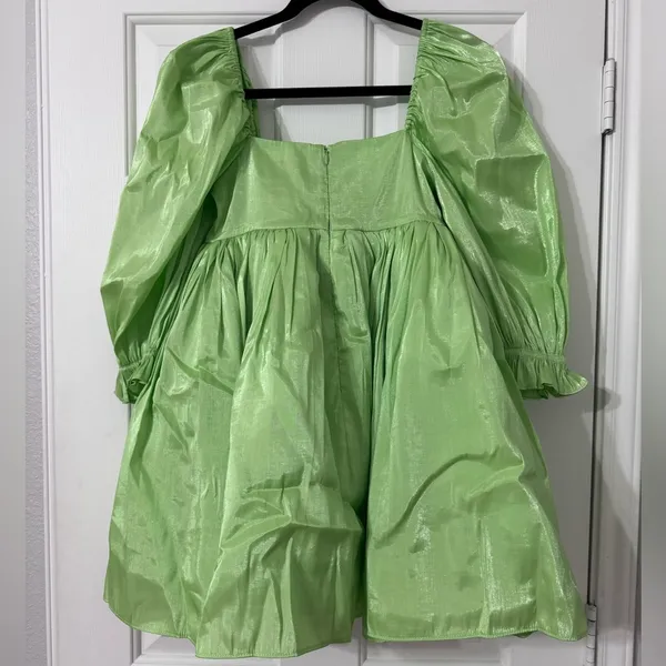 NWOT SELKIE The Puff Sleeve Dress in Avocado Green - Image 4