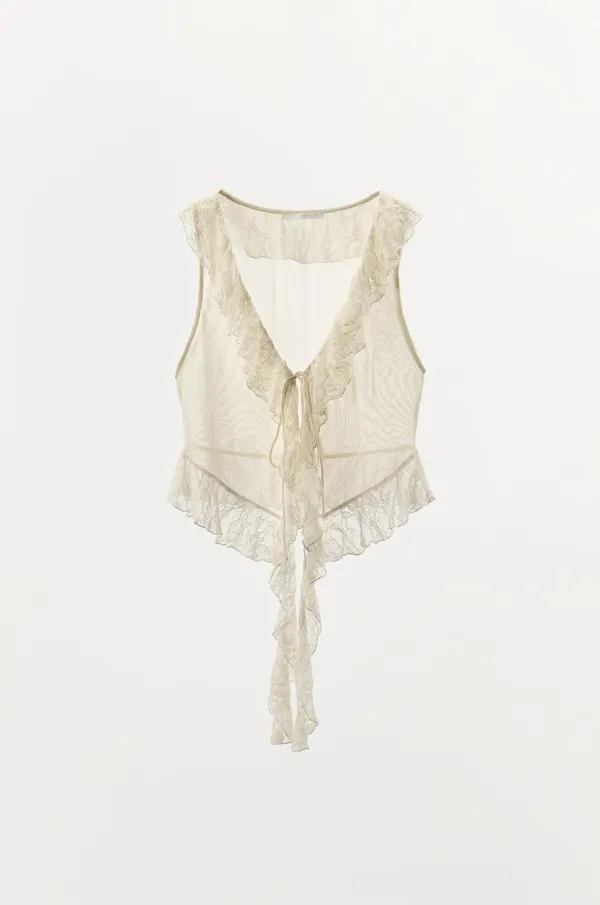 BNWT Zara Cream Ruffled Lace Top   - Image 5