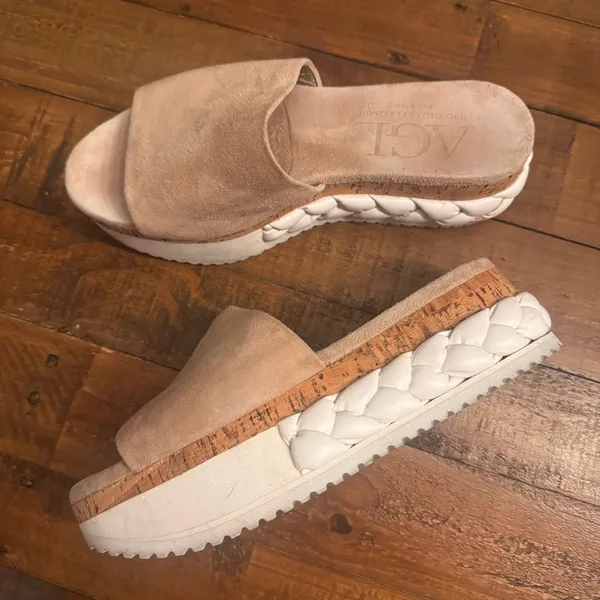 AGL Suede Slide‎ Platform Sandals Tan Size 7.5 - Image 5