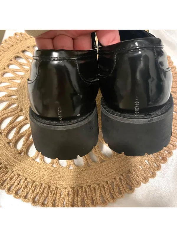 Steve Madden Lyanna Loafer Black Faux Leather Size 9 Dark Academia - Image 5