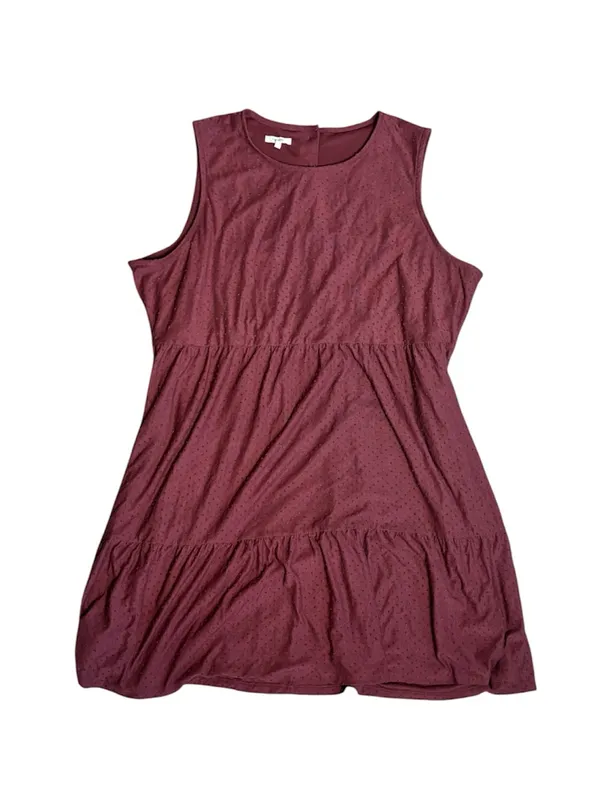 Maurices Rust Maroon Burgundy Swiss Dot Tiered Sleeveless Casual Dress - Image 2