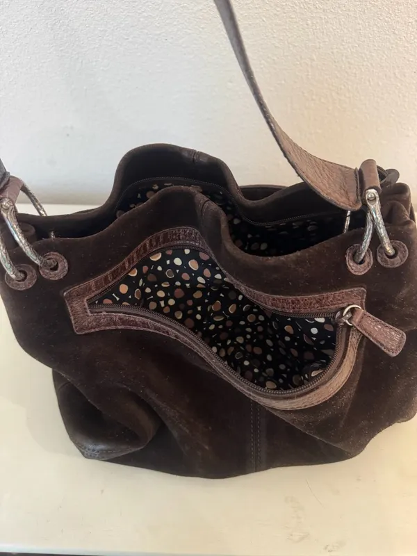Brighton Brown Suede & Leather Shoulder Bag - Image 6