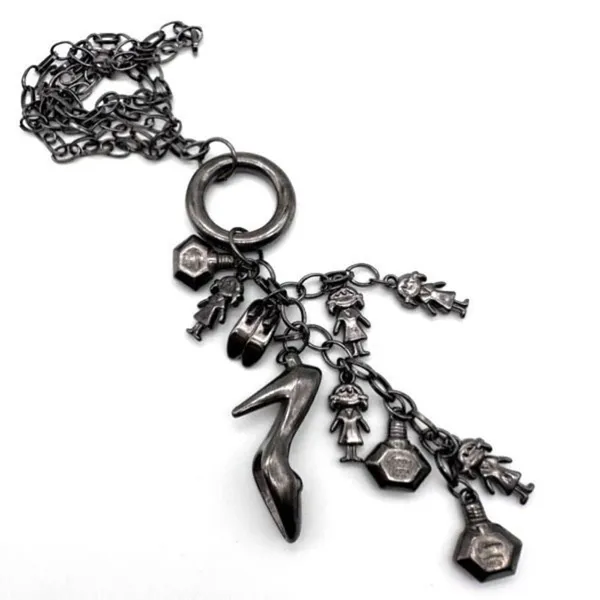 Pardma Paris charm parfum bottle shoes‎ dangle chain necklace gunmetal - Image 2