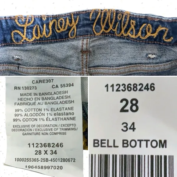 Wrangler x Lainey Wilson Blue Star Jeans Bell Bottom Flare TALL Size 28 x 34 NEW - Image 7