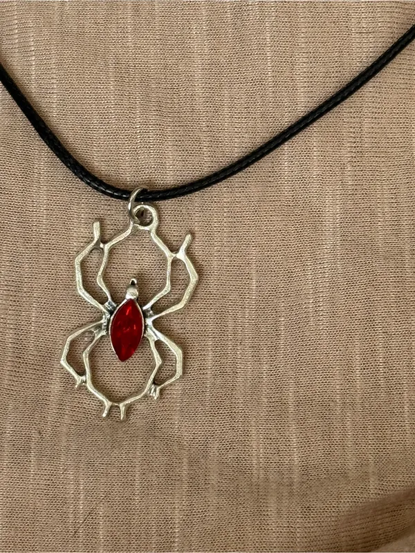 Red Spider Pendant Black Cord Necklace - Unbranded - Image 2