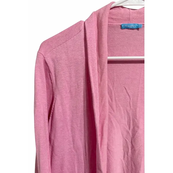 J McLaughlin Cardigan‎ Sweater Open Front Cotton Blend Pink Women's Medium - Image 7