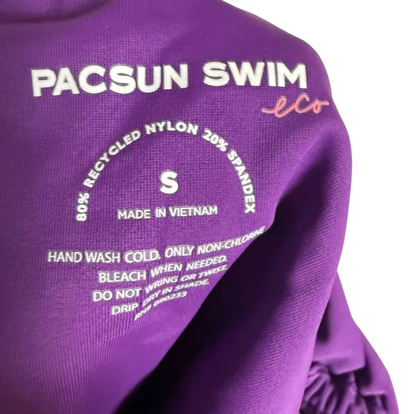 PacSun Eco Purple Rita Tie Back Ruched One Piece Swimsuit Size Small - Image 8