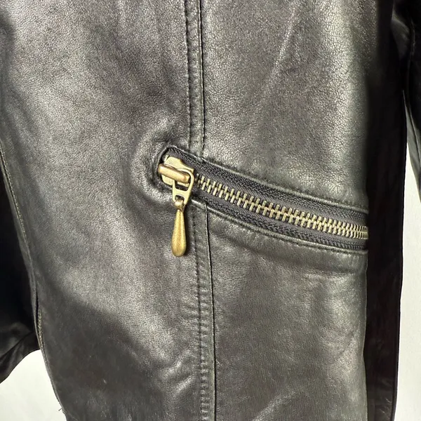 Vintage Valerie Stevens Lambskin Leather Belted Jacket‎ in Black Size Medium - Image 3