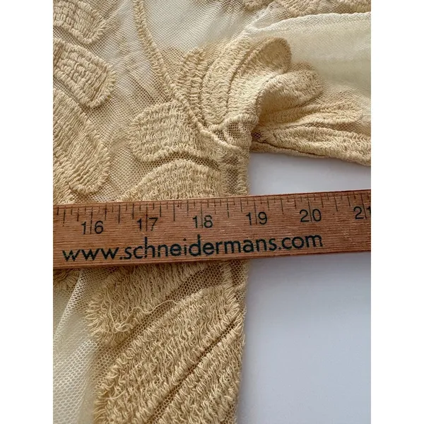 Rebellion Again Lace Duster Small Creamy Yellow Sheer Kimono Romantic Coquette * - Image 11