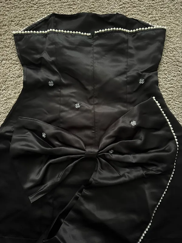 Silk Mini Black Hoco Dress Size M - Image 4