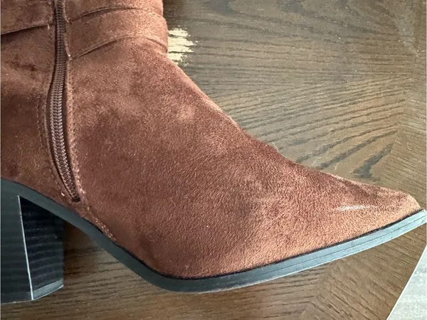 Cato Brown Suede Fringe Mid-Calf Heeled Boots - Image 4