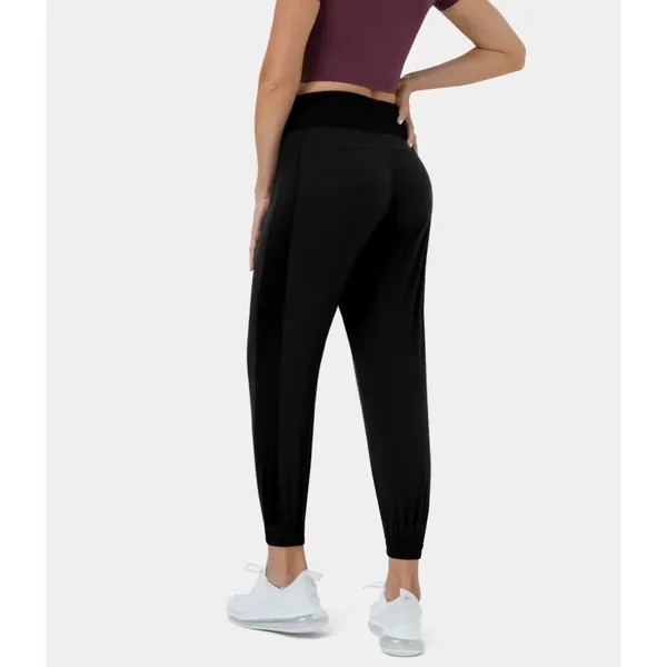 Halara High Waisted Contrast Side Panel Casual Joggers Black M - Image 5