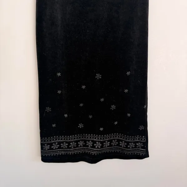 Y2k Black Philly California Velvet Floral Print Maxi Skirt - Image 4