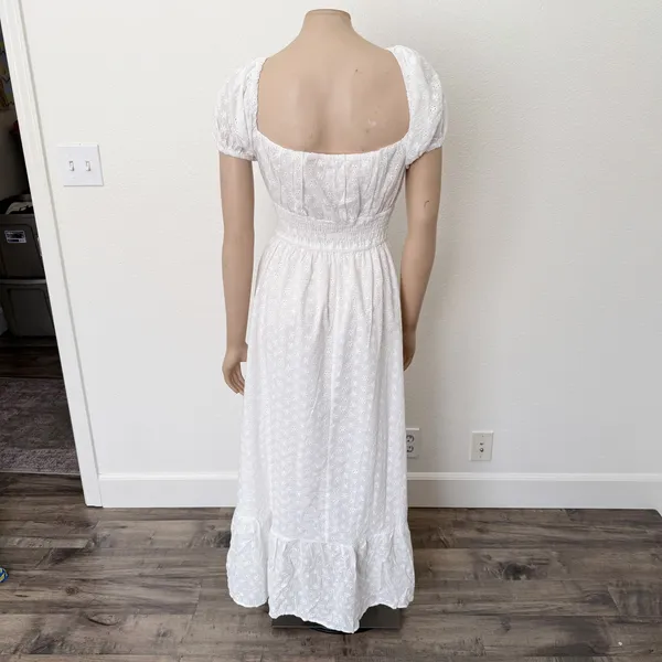 [Billy J] Tania White Eyelet Lace Puff Sleeve Square Neck Midi Dress NWT Size 16 - Image 3