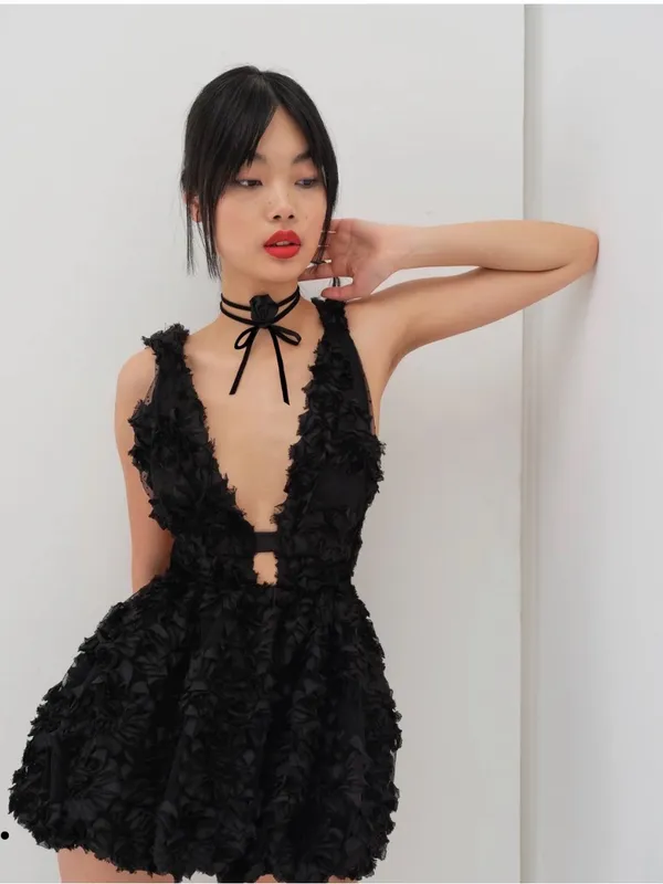 For Love and Lemons, Astrid, black, open back mini dress XS - Image 2