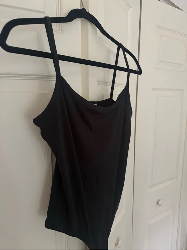 NWT Madewell Ribbed Cami Thong Bodysuit Black Simple Basic Bodysuit Medium - Image 5